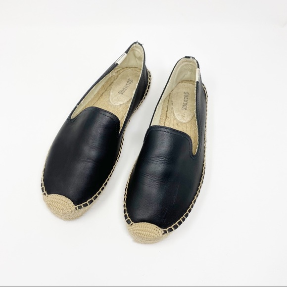 soludos black leather espadrilles